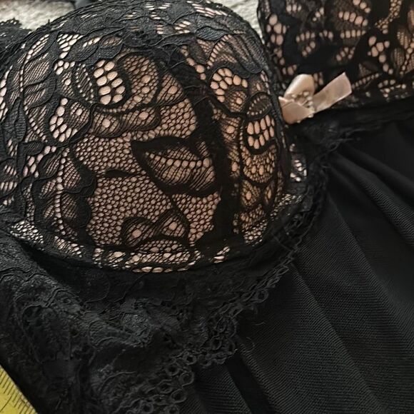 Daisy Fuentes Women’s Size Large Babydoll Lingerie Black Built In Bra Intimates - Picture 4 of 10